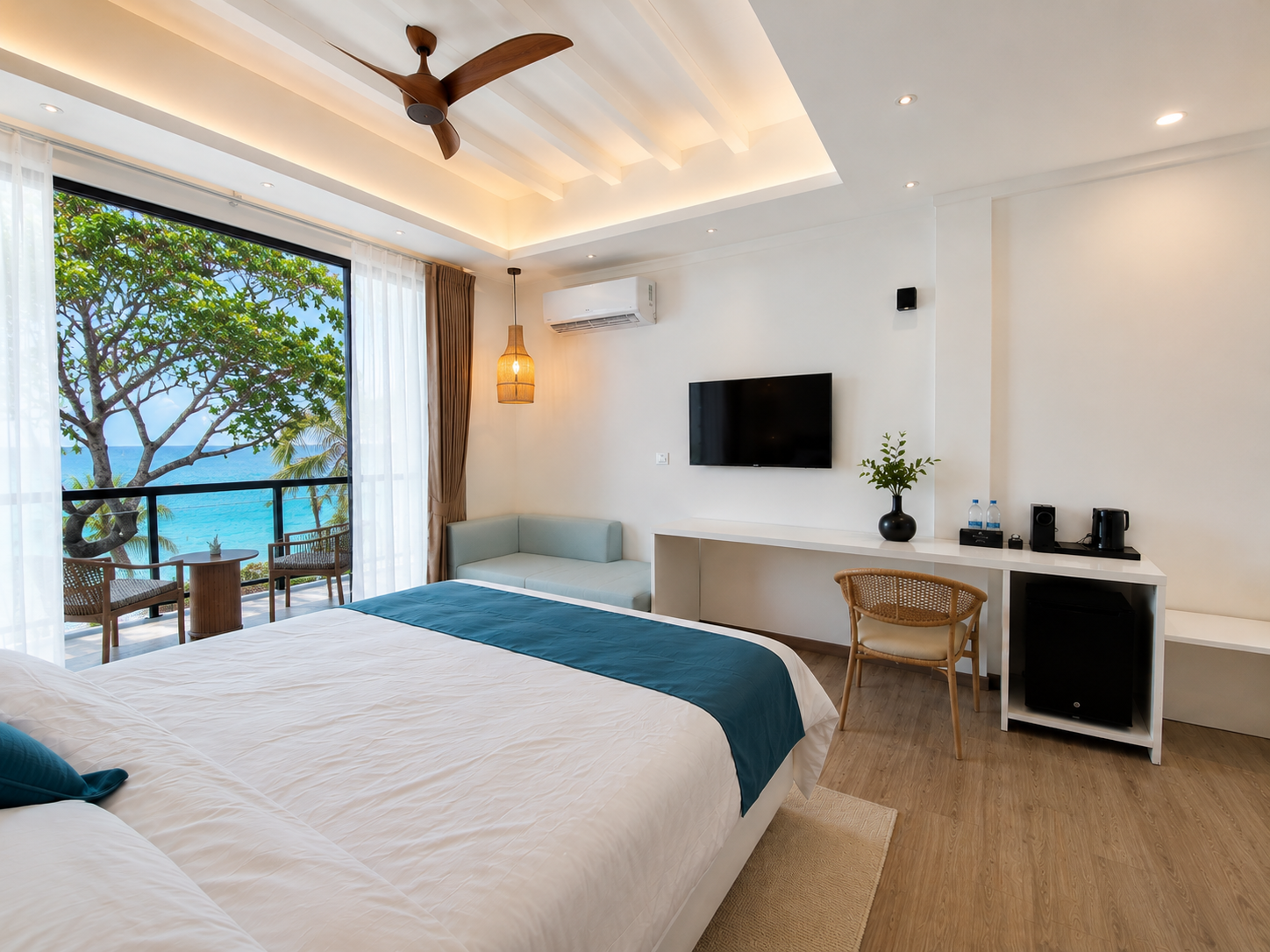 Dimora Blu, a boutique beach house on Dharavandhoo in Baa Atoll, ten minutes by speedboat from Hanifaru Bay
